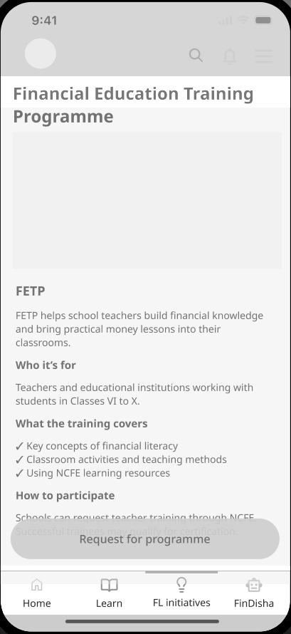 Wireframe: FETP programme