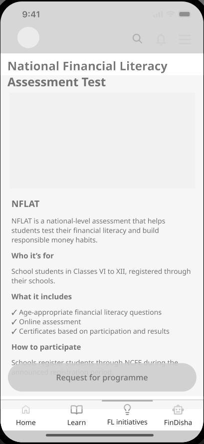 Wireframe: NFLAT programme