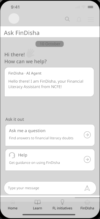 Wireframe: FinDisha